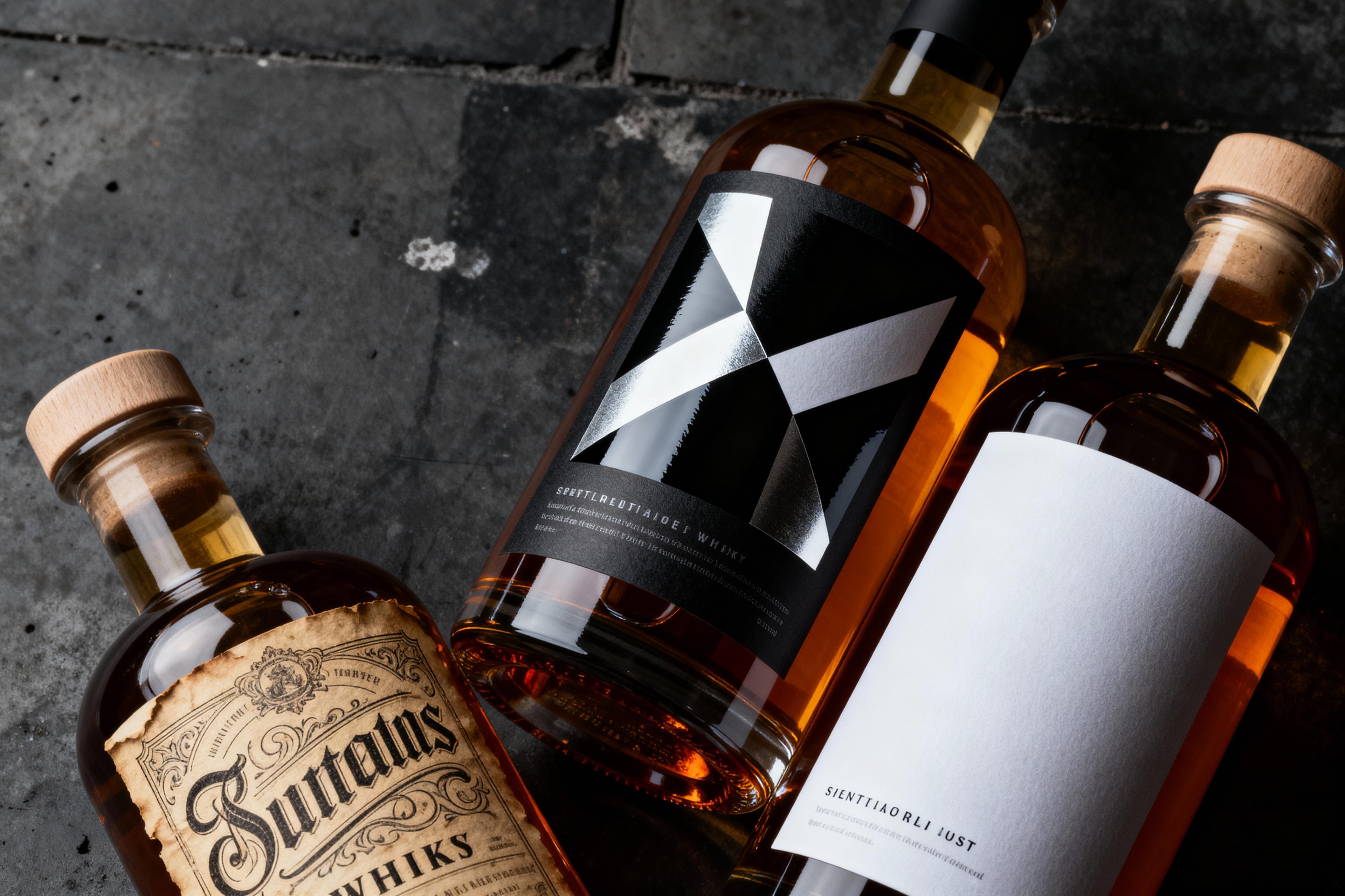 Private label spirit mockups and bottles